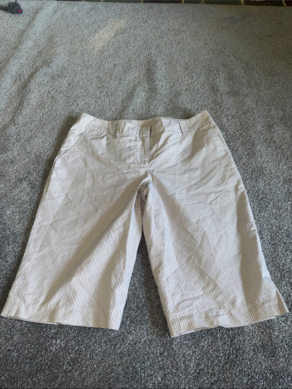 Willi Smith White Pinstripe Women’s Bermuda Shorts